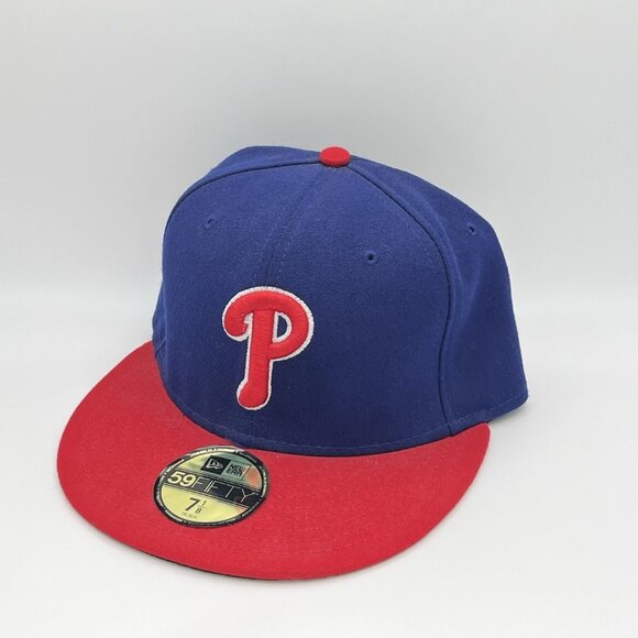New Era 59fifty Philadelphia Phillies Red & Blue Fitted Cap Hat 7 1/8 MLB - Picture 1 of 10